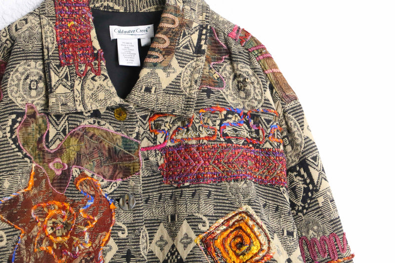 beige color ethnic bijou design gobelin jacket