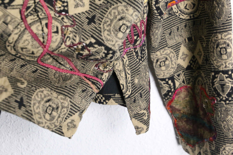 beige color ethnic bijou design gobelin jacket
