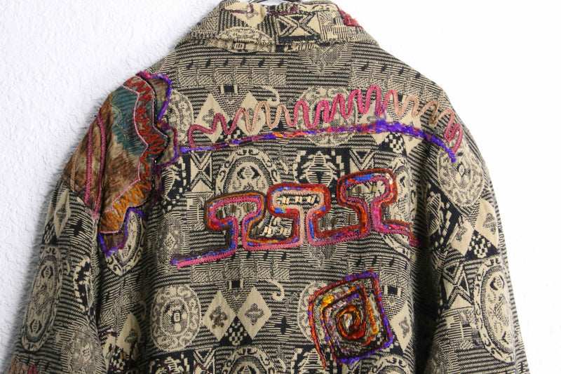 beige color ethnic bijou design gobelin jacket