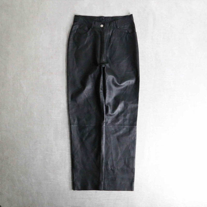 black color buggy straight leather pants