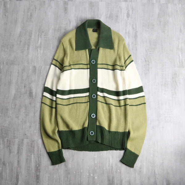 olive colorborder knit cardigan