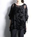 black floral sheer poncho