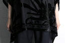 black floral sheer poncho