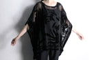 black floral sheer poncho