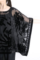 black floral sheer poncho