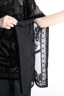 black floral sheer poncho