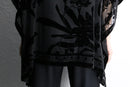 black floral sheer poncho