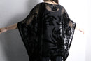 black floral sheer poncho