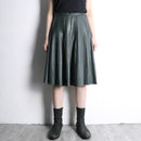 dark green leather skirt