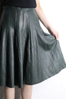 dark green leather skirt