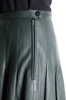 dark green leather skirt