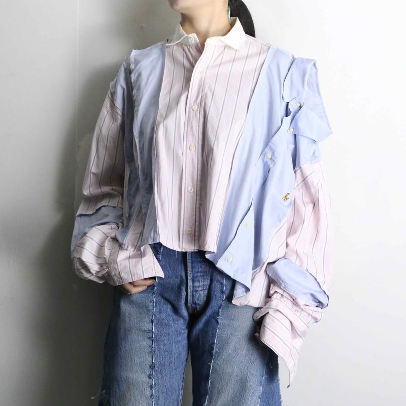 "Re:make" asymmetry docking short length shirt