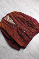 dark red color suede switch knit cardigan