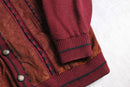 dark red color suede switch knit cardigan
