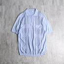 light blue half zip S/S knit polo shirt