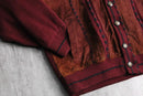 dark red color suede switch knit cardigan