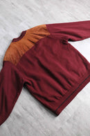 dark red color suede switch knit cardigan