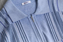 light blue half zip S/S knit polo shirt