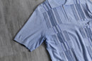 light blue half zip S/S knit polo shirt