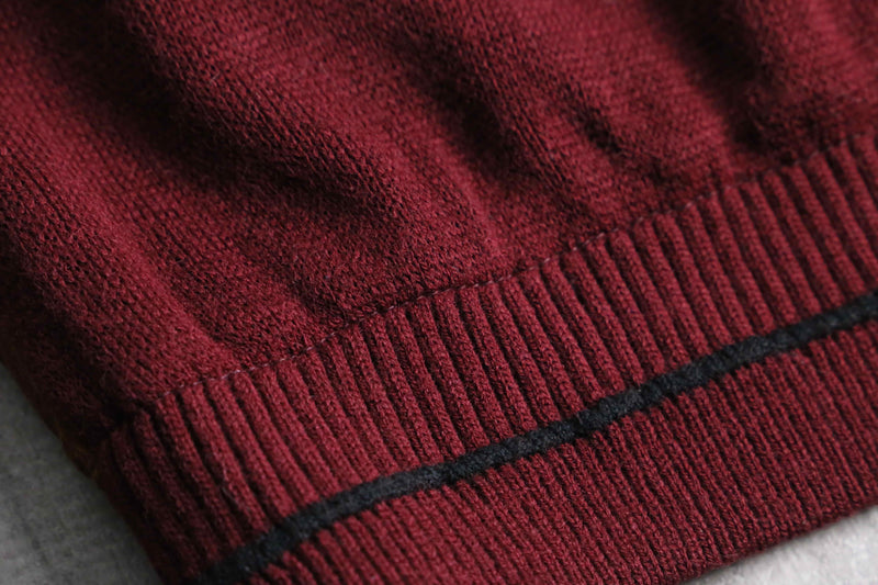 dark red color suede switch knit cardigan