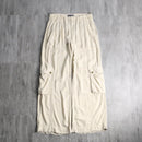 linen rayon ivory wide cargo pants