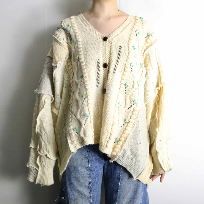 "Re:make" short length knit cardigan