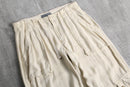 linen rayon ivory wide cargo pants