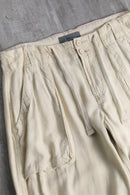 linen rayon ivory wide cargo pants