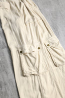 linen rayon ivory wide cargo pants