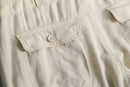linen rayon ivory wide cargo pants