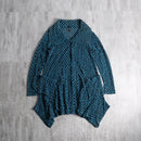 teal dot pattern asymmetric sheer jacket