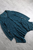 teal dot pattern asymmetric sheer jacket