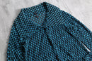 teal dot pattern asymmetric sheer jacket