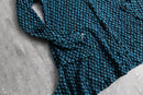 teal dot pattern asymmetric sheer jacket