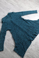 teal dot pattern asymmetric sheer jacket