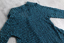 teal dot pattern asymmetric sheer jacket
