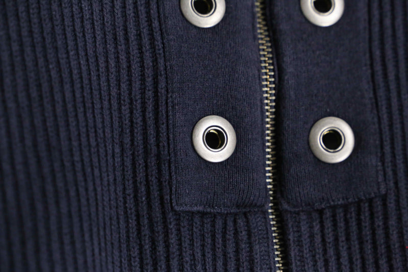 black eyelet gimmick drivers knit