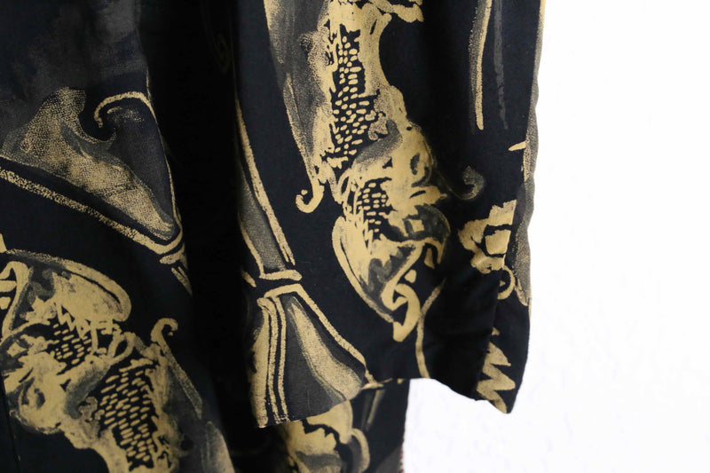 black base gold botanical design easy tailored jacket