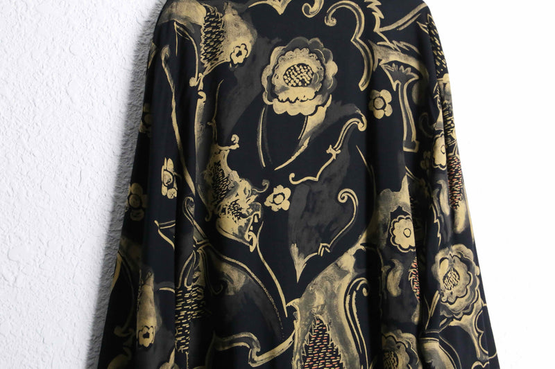black base gold botanical design easy tailored jacket