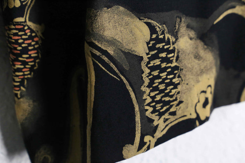 black base gold botanical design easy tailored jacket