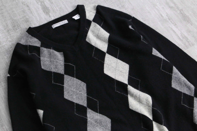2000s argyle all cashmere knit