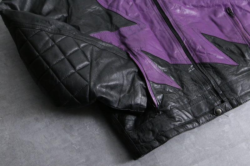 purple black bi-color leather jacket