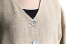 no collar linen long jacket