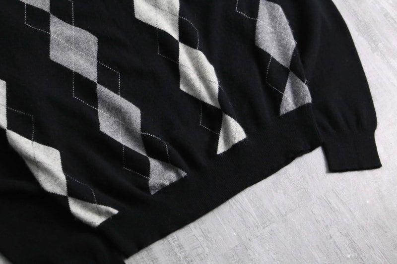 2000s argyle all cashmere knit
