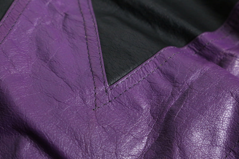 purple black bi-color leather jacket