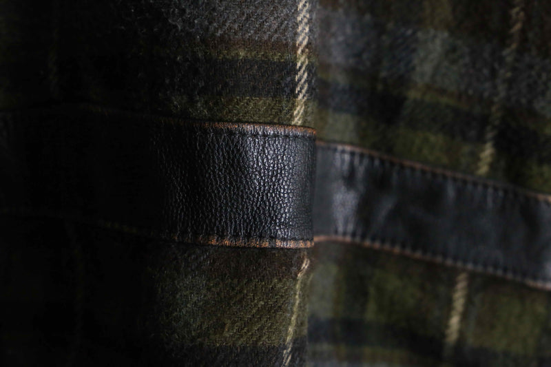 leather switch design check pattern wool jacket