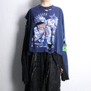 ''Re:make''asymmetry boro long Tee