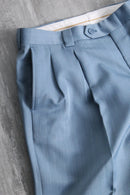 1990s 2tuck poly wide trousers "smoky blue"