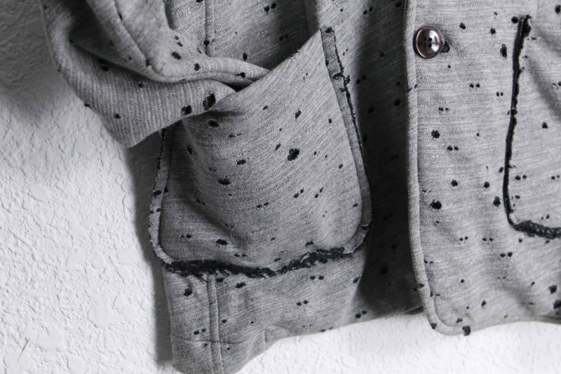 gray color many hole design easy tailored jacket