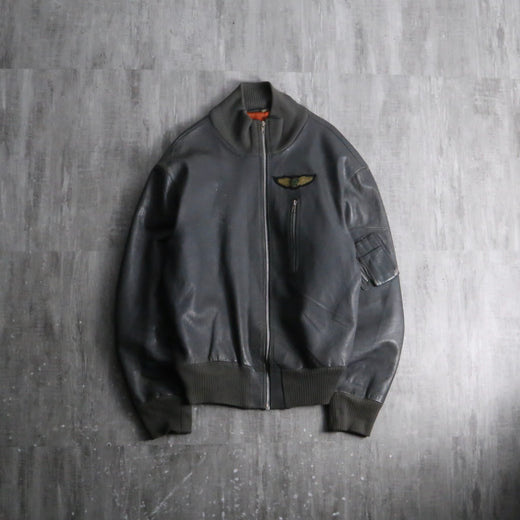 1980-90s German army type pilot leather jacket